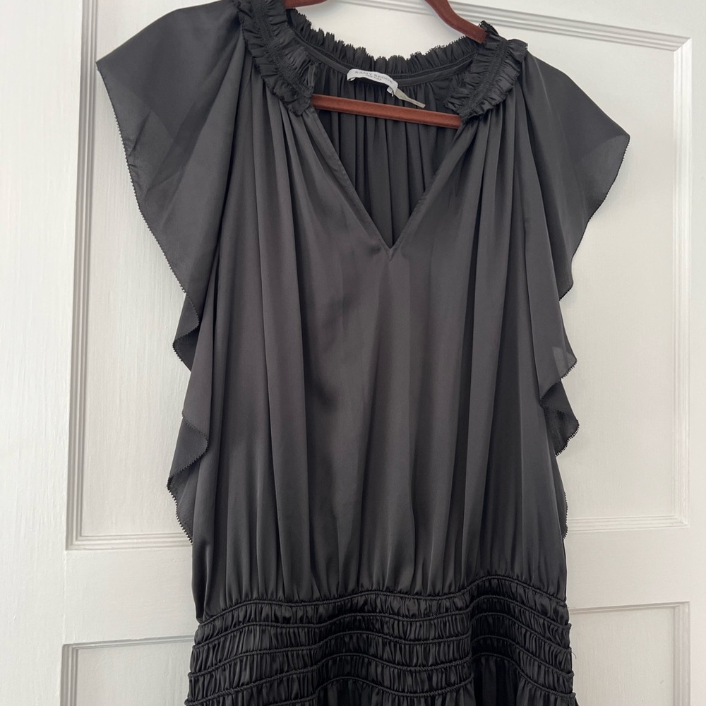 Ramy Brook Charcoal Gray Flutter Sleeve Dress